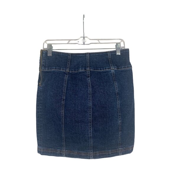So Juniors Denim Mini Skirt Blue Jean Stretch Zip Closure Size 9/29W - Picture 2 of 8